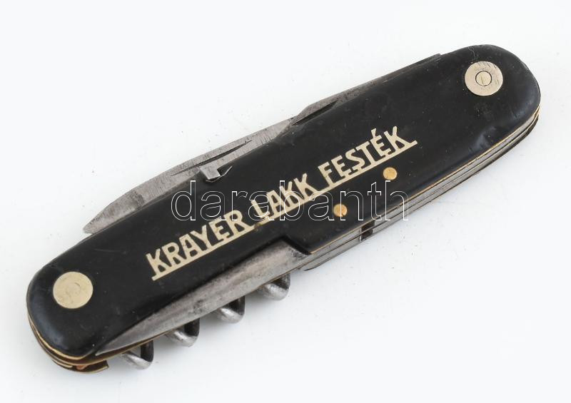 Fekete antik berndorf zsebkés Krayer Lakk Festék reklám felirattal 9 cm Jó állapotban