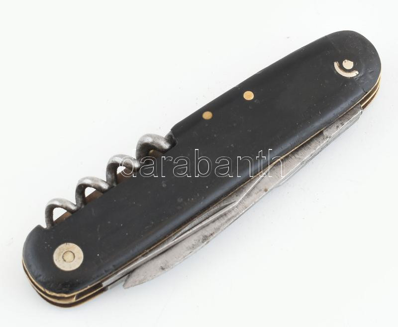 Fekete antik berndorf zsebkés Krayer Lakk Festék reklám felirattal 9 cm Jó állapotban - Image 2