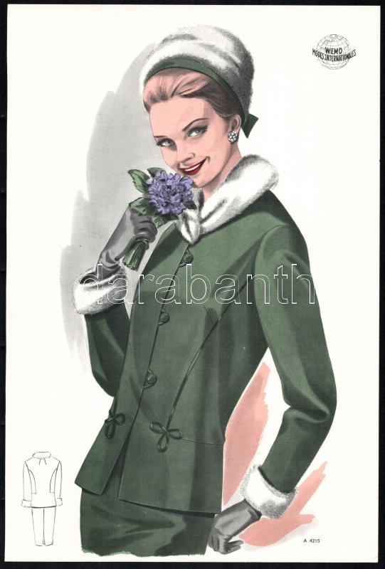 cca 1950 3 db Wemo Modes Internationales vintage divatkép, ofszet nyomat, papír, 32x21,5 cm