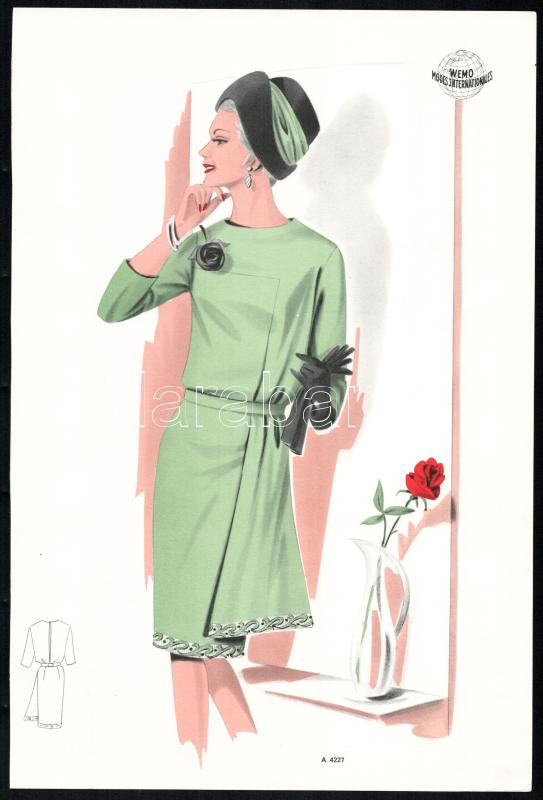 cca 1950 3 db Wemo Modes Internationales vintage divatkép, ofszet nyomat, papír, 32x21,5 cm - Image 2