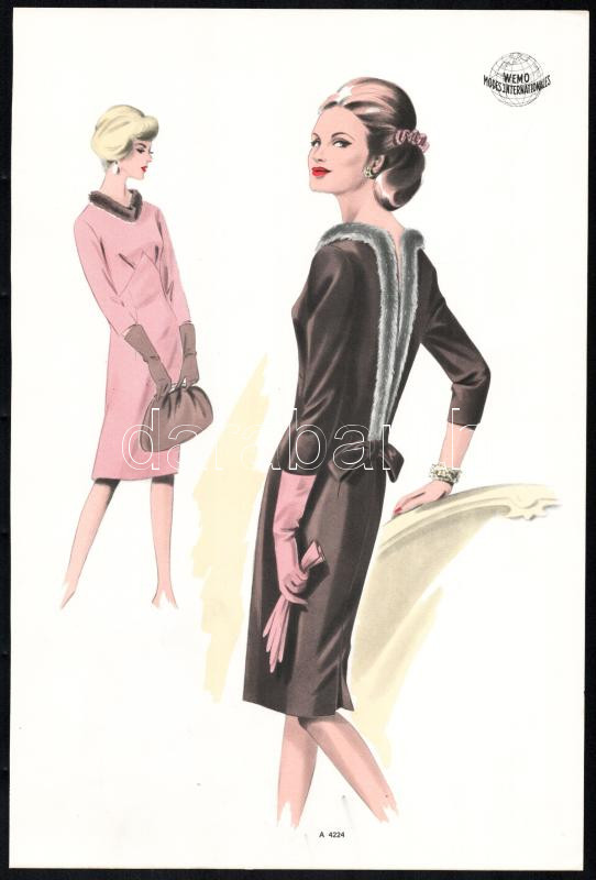 cca 1950 3 db Wemo Modes Internationales vintage divatkép, ofszet nyomat, papír, 32x21,5 cm - Image 3