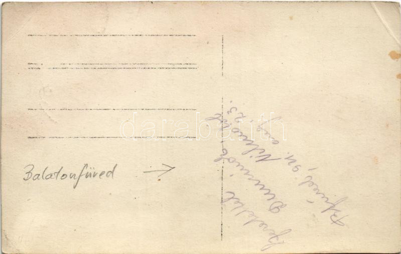 1921 Balatonfüred, fürdőzők csoportja csónakkal. photo (vágott / cut) - Image 2