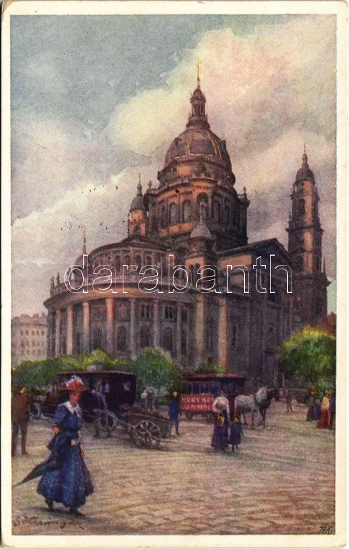 1915 Budapest V. Bazilika, Szent István templom, lóvasút. B.K.W.I. S. 280/21. s: Götczinger (EK)