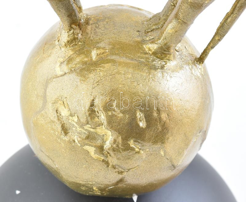 Jelzés nélkül: Magyar szürke szarvasmarha. Aranyra festett bronz, festett márvány talapzaton. m: 36 cm - Image 3