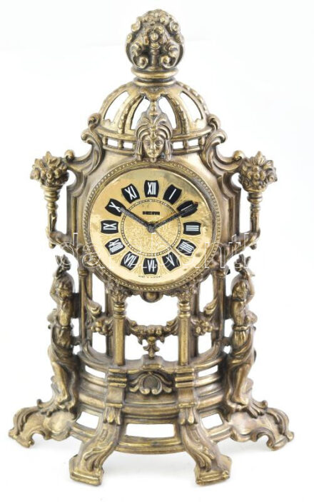 Asztali óra, fém, mechanikus szerkezettel, nem jár. m: 39 cm
