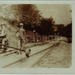 1905 Alcsút-Felcsút, vasútvonal, sínkerékpár / railway bicycle. photo