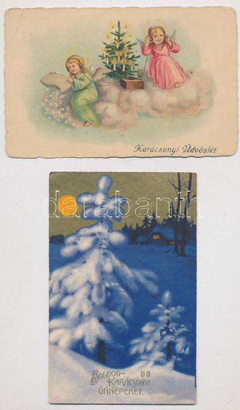 6 db RÉGI karácsonyi üdvözlő képeslap / 6 pre-1945 Christmas greeting postcards - Image 2