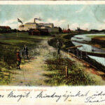 1901 Arad, Maros-part az Igazságügyi palotával. Rüger G. és Társa kiadása / Mures riverside, Palace of Justice (EK)