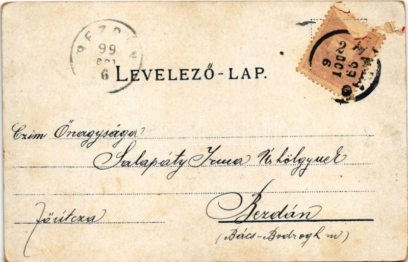 1899 (Vorläufer) Kiskunhalas, Halas; Kaszinó, Kossuth utca. Präger F. kiadása. Art Nouveau, floral, litho (Rb) - Image 2