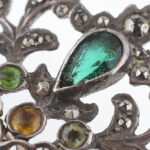 Ezüst (Ag) régi bross virágkosár, kövekkel ékített, jelzés nélkül, bruttó: 8,24g, 3,5x3,5cm - Image 3
