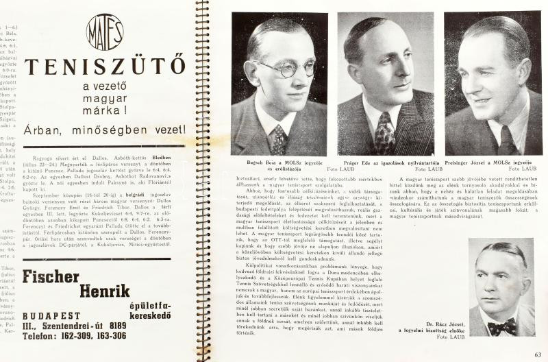 1937 A Magyar Országos Lawn-Tennis Szövetség évkönyve, szerk.: Herzum János, foltos, 146p - Image 3