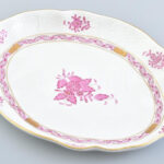 Herendi Apponyi mintás porcelán tál, kézzel festett, jelzett, hibátlan, 27×21 cm