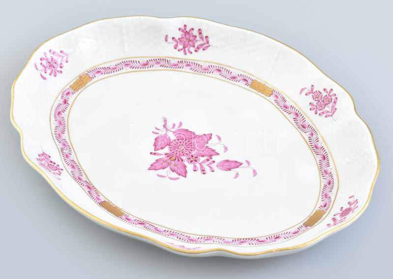 Herendi Apponyi mintás porcelán tál, kézzel festett, jelzett, hibátlan, 27×21 cm