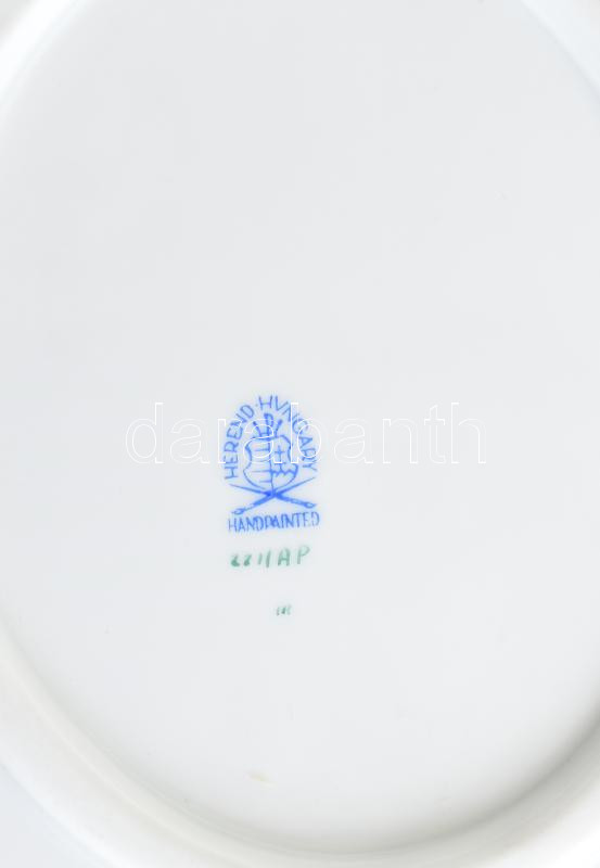 Herendi Apponyi mintás porcelán tál, kézzel festett, jelzett, hibátlan, 27×21 cm - Image 2