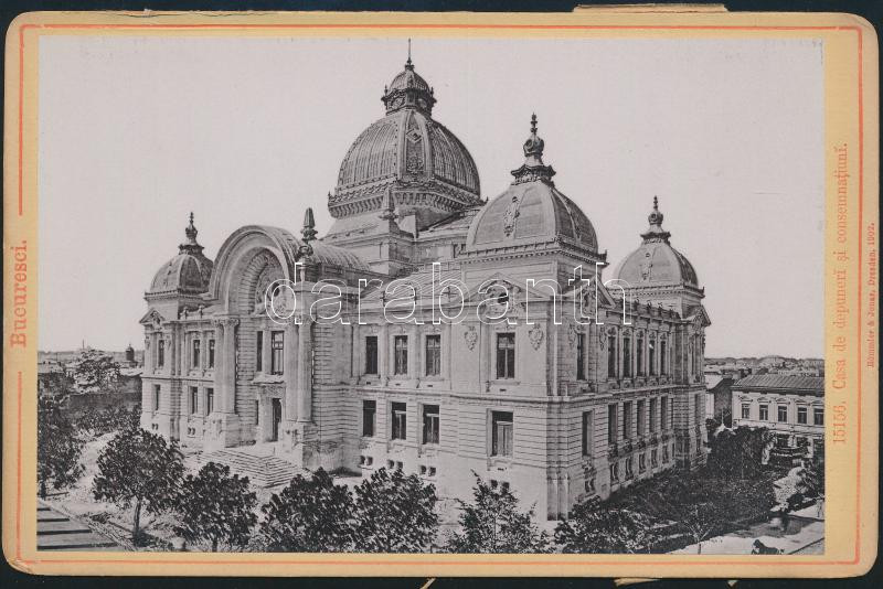 1902 Bukarest, casa de depuneri si consemnatiuni, keményhátú fotó, 10×16 cm / 1902 Bucuresti / Bucharest