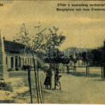 Boksánbánya, Németbogsán, Deutsch-Bogsan, Bocsa Montana; Fő tér, Szabadság szobor. W.L. 1129. / Hauptplatz, Freiheits Monument / main square, statue (fl)