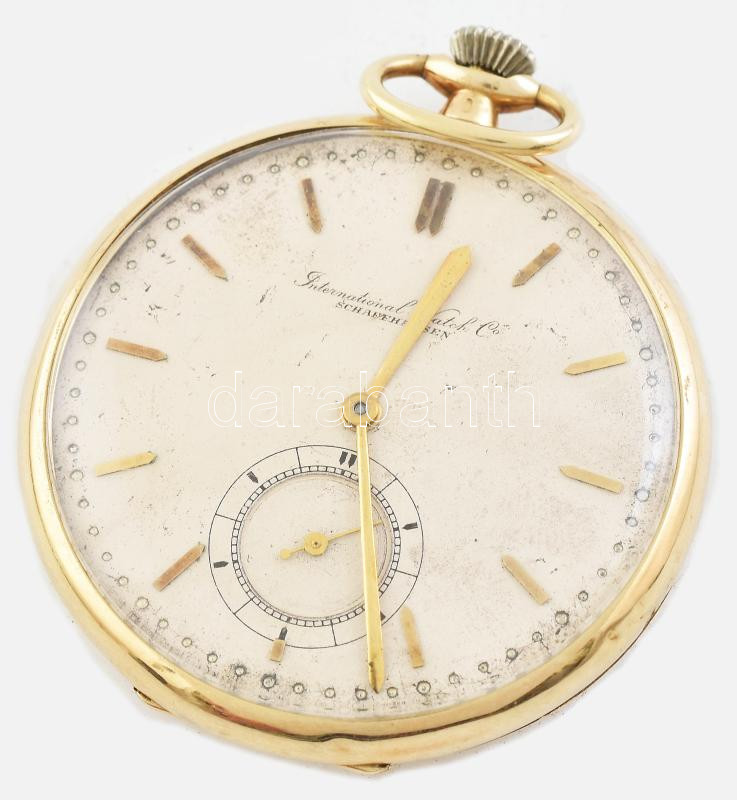 IWC 14K arany zsebóra, működő, jó állapotban, számlapon kis korrodáció d: 45 mm