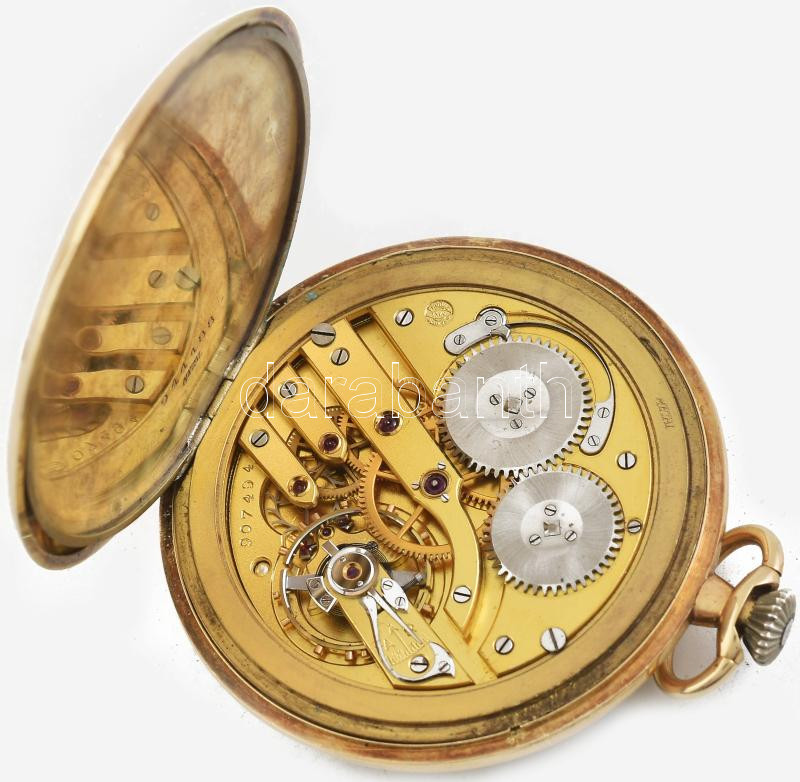 IWC 14K arany zsebóra, működő, jó állapotban, számlapon kis korrodáció d: 45 mm - Image 4