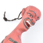 Kínai pajzán faragott fa figura, kopásokkal, m: 36 cm - Image 2