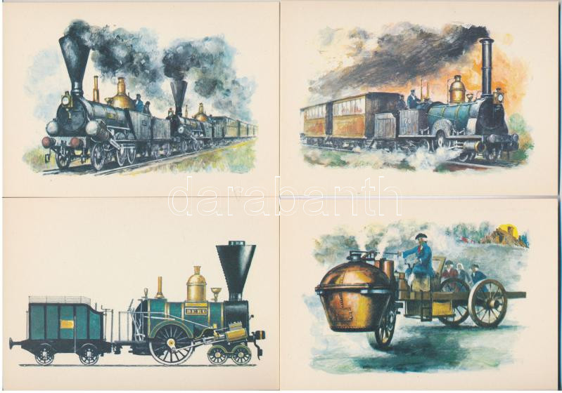 1972 MOZDONYOK 1769-1860 - 18 db modern képeslap tokban / LOCOMOTIVES - 18 modern postcards in case - Image 3