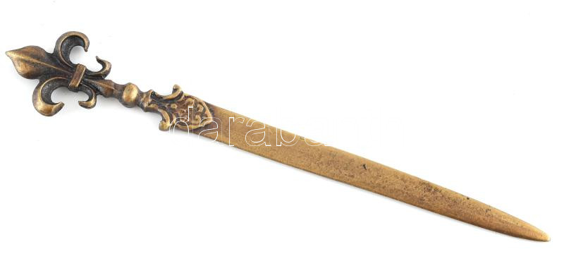 Cserkészliliomos levélnyitó, fém, h: 16,5 cm
