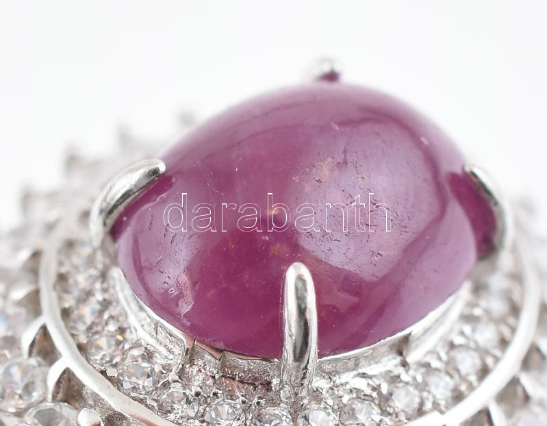 Rubin köves ezüst (Ag) gyűrű 3,3 cts 3,76 g Jelzett m: 56 - Image 4