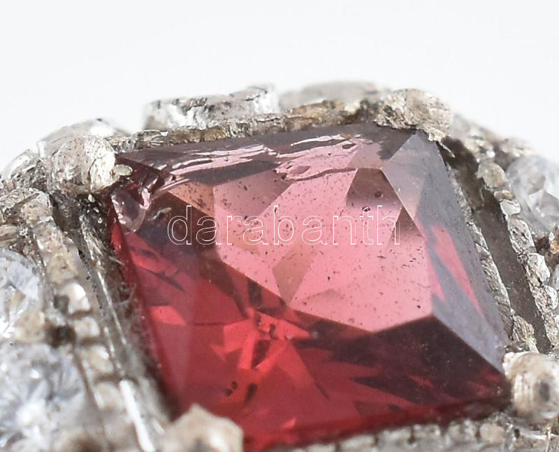 Exkluzív gránát köves ezüst (Ag) gyűrű 0,8 cts 3,04 g Jelzett m: 55 - Image 4