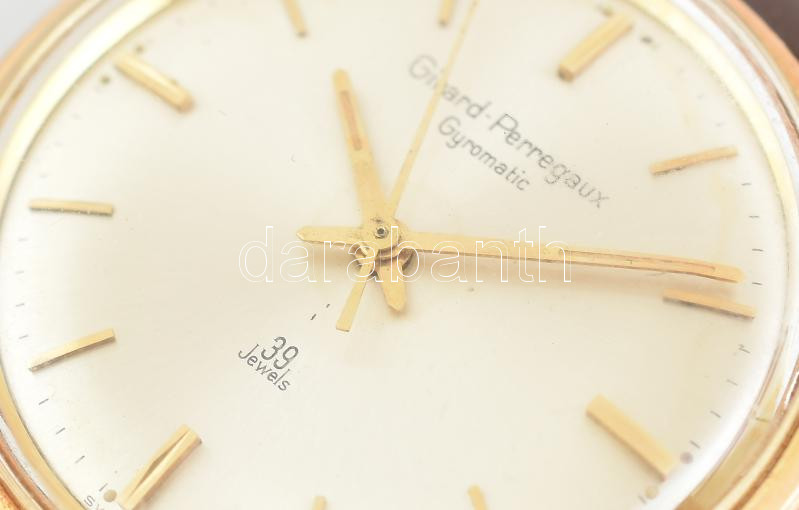 Girard Perregaux Gyromatic 39 köves kézi felhúzós karóra, 20 mikronos aranyozással, férfi karóra eredeti dobozában. Működő, jó állapotban d:34 mm - Image 3