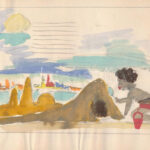 cca 1965 Róna Emy (1904-1988) vázlatfüzete gyerekrajz-illusztrációkkal, 18×13 cm