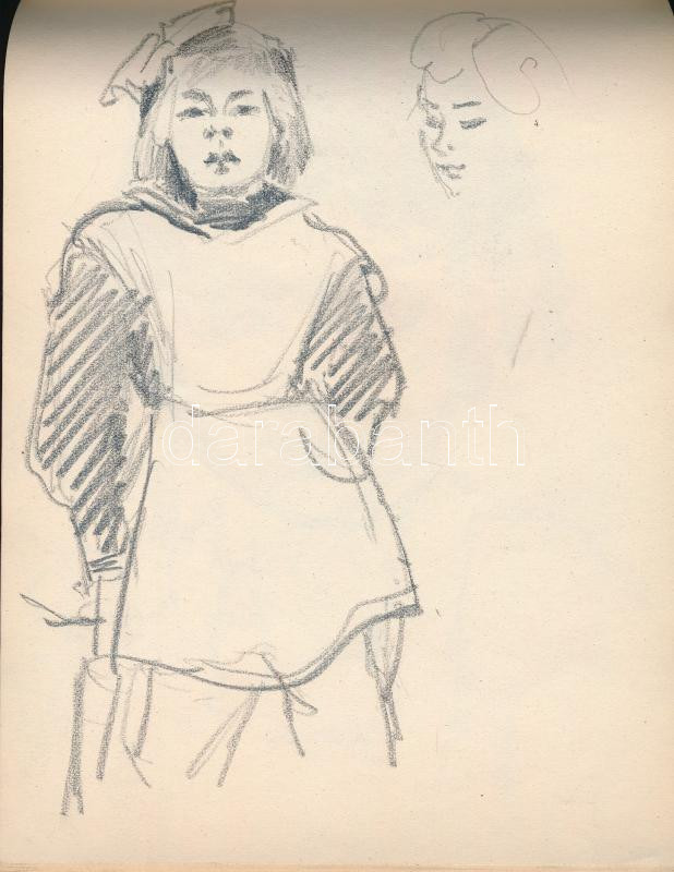 cca 1965 Róna Emy (1904-1988) vázlatfüzete gyerekrajz-illusztrációkkal, 18×13 cm - Image 3