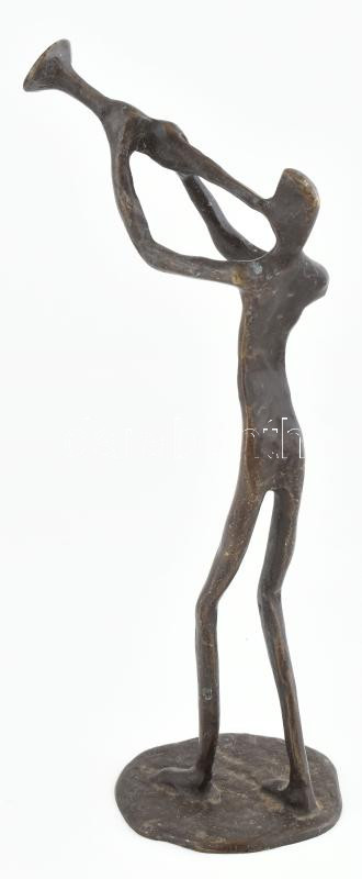 Jelzés nélkül: Trombitás. Bronz, kopott, m: 26 cm - Image 2