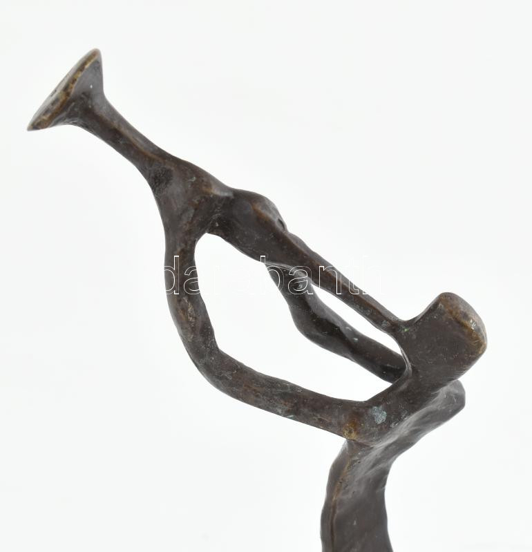 Jelzés nélkül: Trombitás. Bronz, kopott, m: 26 cm - Image 3