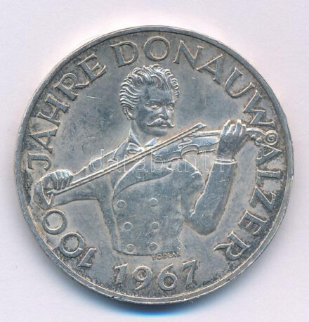 Ausztria 1967. 50Sch Ag '100 éves a Kék Duna keringő' T:1- patina Austria 1967. 50 Schilling Ag 'Centennial of the Blue Danube Waltz' C:AU patina Krause KM#2902