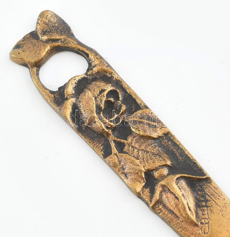 Rózsás bronz levélbontó és pecsétnyomó, jelzett, h: 6,5-15 cm - Image 2