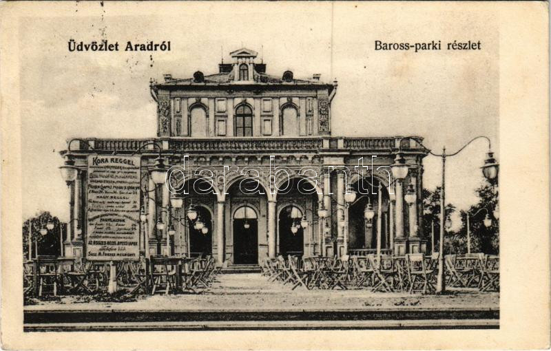 1917 Arad, Baross parki kioszk, kifüggesztett étlap árakkal / kiosk restaurant, posted menu with prices