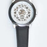 Euro fashion automata karóra, átlátszó tokkal. d: 42 mm Bőr szíjjal, működő, jó állapotban