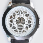 Euro fashion automata karóra, átlátszó tokkal. d: 42 mm Bőr szíjjal, működő, jó állapotban - Image 2