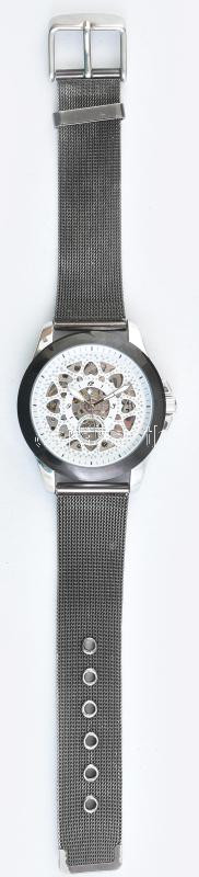 Euro fashion automata karóra, átlátszó tokkal. d: 42 mm fém szíjjal, működő, jó állapotban