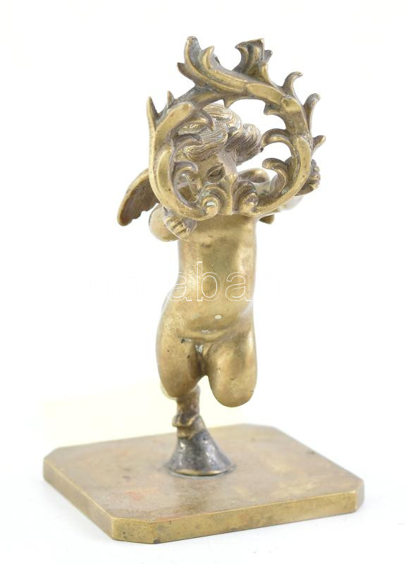 Jelzés nélkül: Angyal. Bronz, kopott, m: 12,5 cm