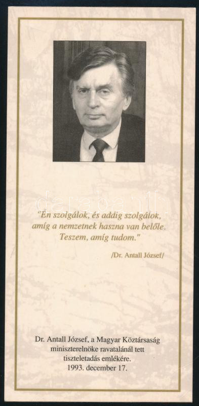 1993 Emléklap Antall József ravatalánál való tiszteletadás emlékére