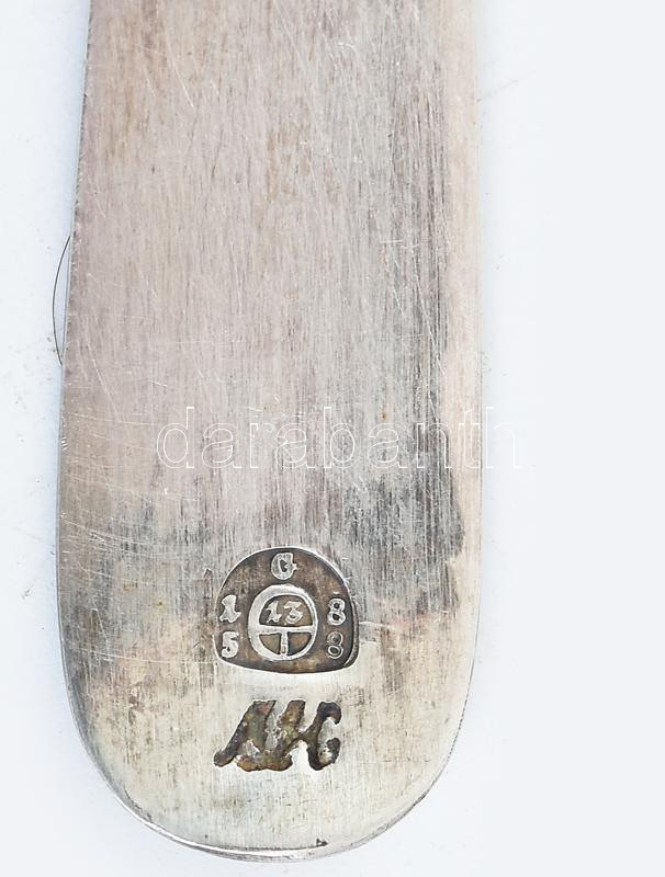 Ezüst (Ag) kiskanalak 6 db össz 90 g jelzettek (antik 1858-as dátummal, 13 latos jelzéssel), monogrammal - Image 3