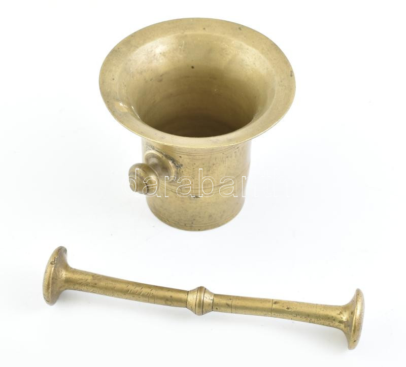 Réz mozsár, törővel d: 16cm, m: 13 cm