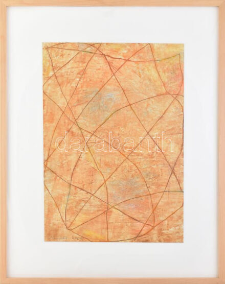 Lakner László (1936-): 'Hommage á Paul Klee', 2001. Olaj, karton. Jelezve balra lent: Lakner 2001. Hátoldalán autográf felirattal. Üvegezett fakeretben. 65x45,5 cm / László Lakner (1936-): 'Hommage á Paul Klee', 2001. Oil on board. Signed