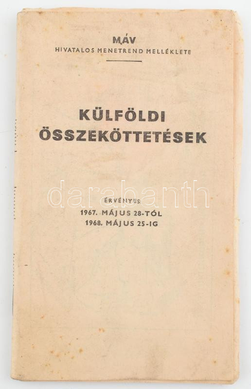 1967 MÁV menetrendkönyv külföldi összeköttetések