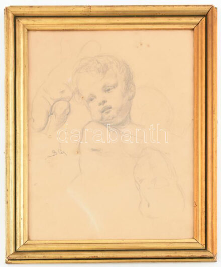 Benczúr Gyula (1844-1920): Puttók (tanulmányrajzok). Ceruza, papír. Jelzett. Kissé foltos. Dekoratív, üvegezett fakeretben. 34x27 cm.