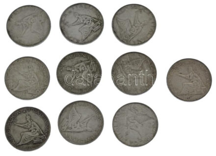 Olaszország 1961. 500L Ag 'Olasz egység századfordulója' (10x) T:2,2- patina, ph. Italy 1961. 500 Lire Ag 'Italian Unification Centennial' (10x) C:XF,VF patina, edge error Krause KM#99