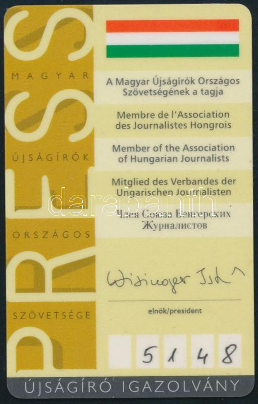 2004 Török Vidor újságíró sajtóigazolványa - Image 2