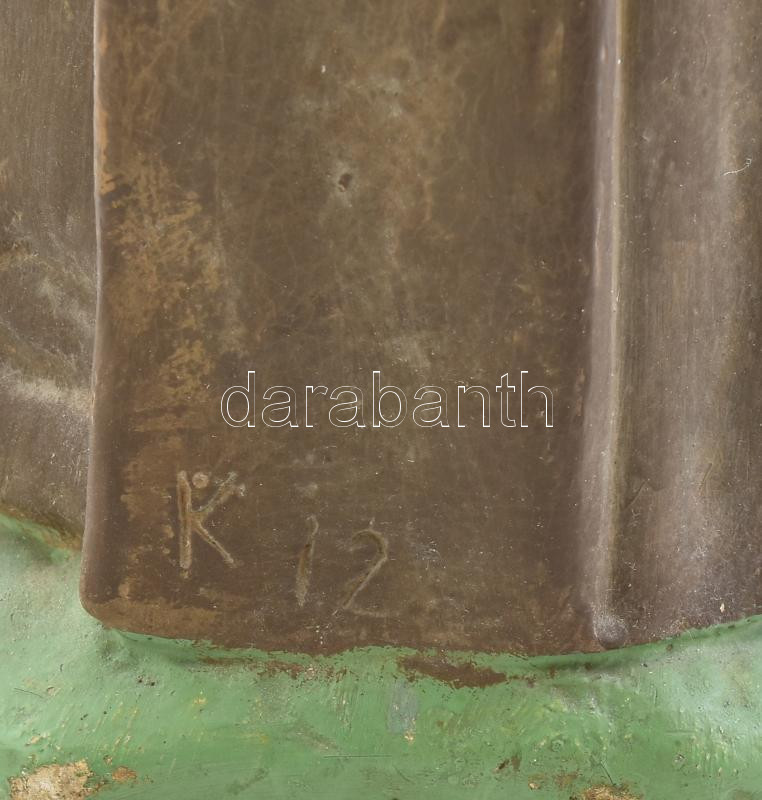 Antik Szent Antal szobor, gipsz, sérült, ragasztott, m: 50 cm - Image 4