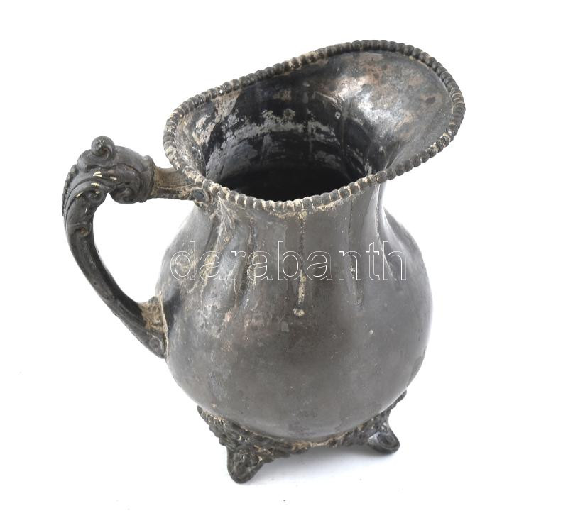 19. sz. New York-i ezüstözött szállodai tejkiöntő. Adelphi quadruple silver plated. Számozott (777). Fogónál körbe repedt 13 cm
