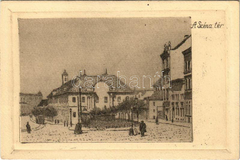 Budapest II. Széna tér, Régi Szent János kórház, villamos (non PC)